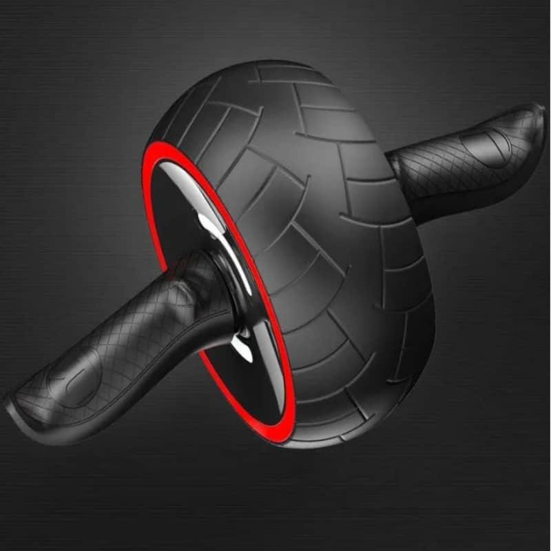Ab roller with textured wheel and ergonomic handles for core workouts