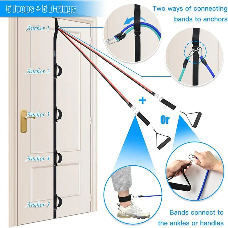 Portable Home Fitness Door Strap - Multi-Point Anchor Strength Training Accessories - Hi Fitness Gym Crop Tank Top Leggings Set - Hi Fitness