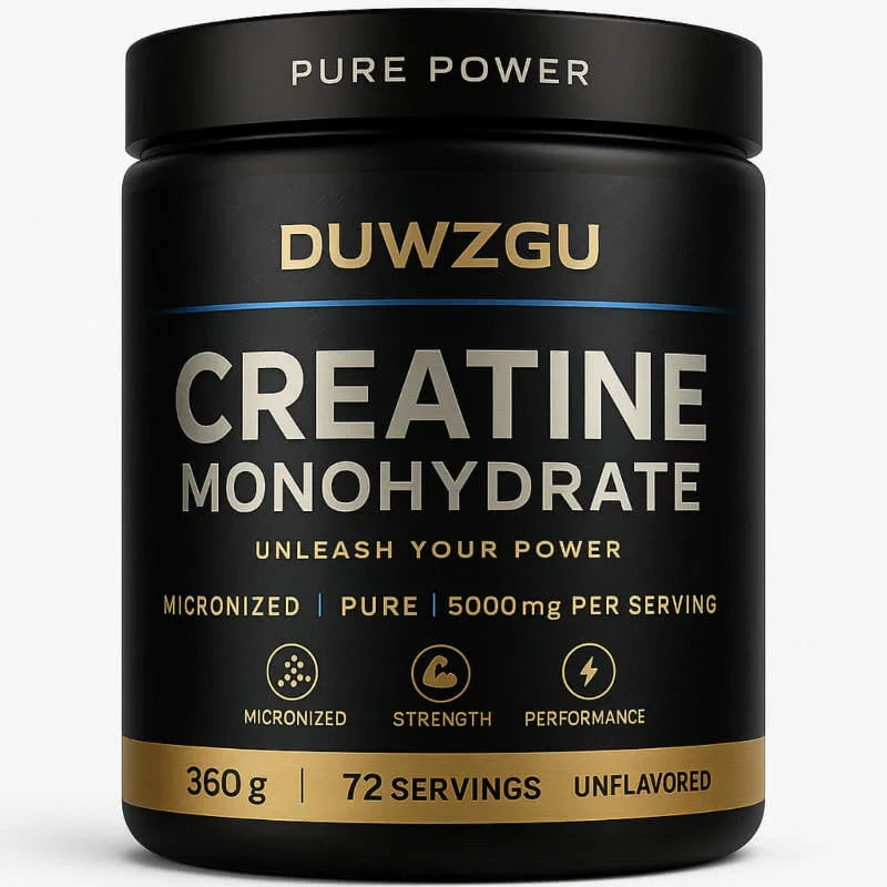 DUWZGU Creatine Monohydrate supplement container on a white background