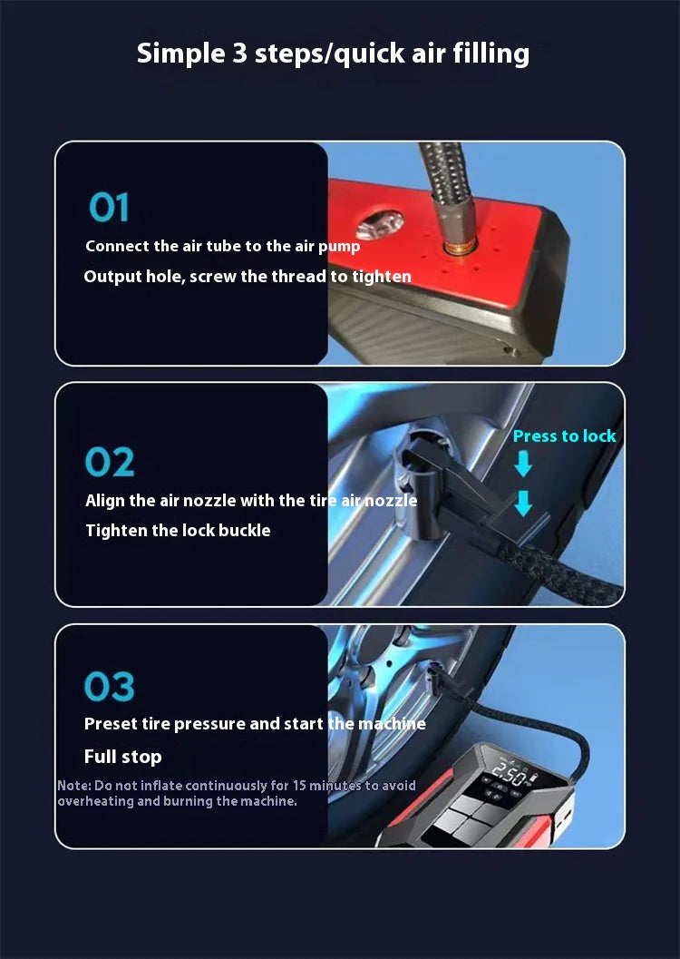 All-in-One 12V Emergency Car Power Bank & Inflatable Jump Starter