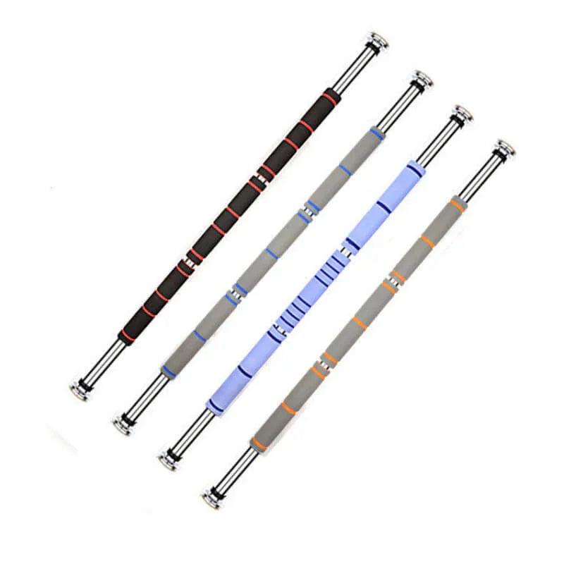 Adjustable door frame pull-up bars with foam grips for home fitness workouts