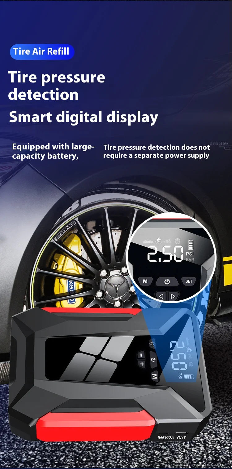 All-in-One 12V Emergency Car Power Bank & Inflatable Jump Starter