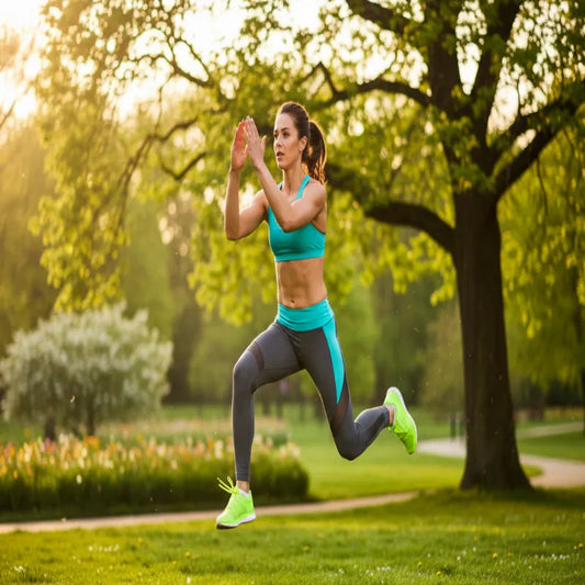 Fit woman exercising outdoors in natural sunlight for healthy weight loss