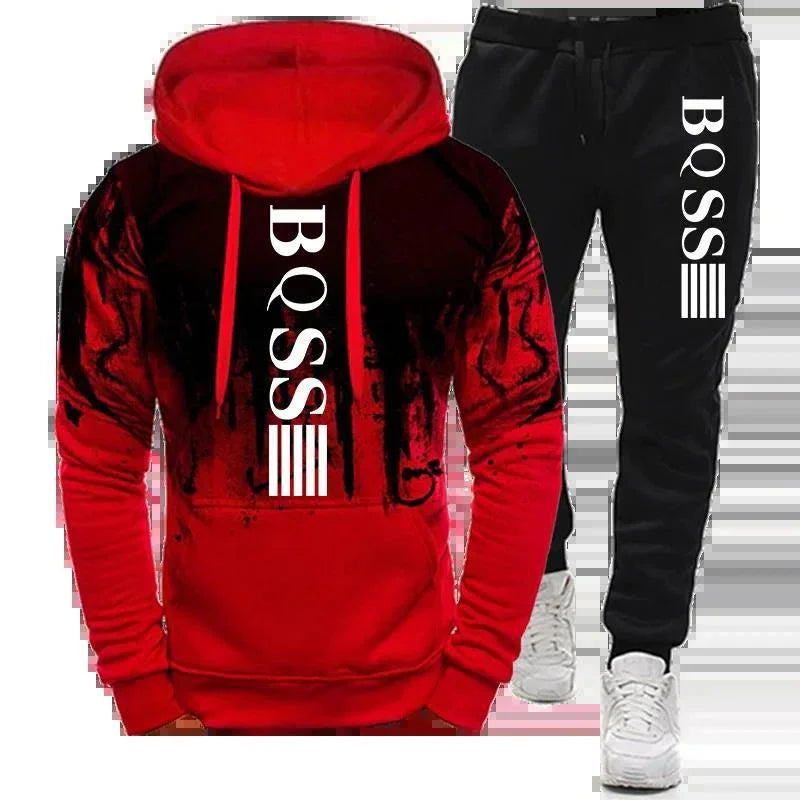 Men’s Sports Hoodie & Jogger Pants Set. Athletic Training Tracksuit - Hi Fitness Gym Crop Tank Top Leggings Set - Hi Fitness
