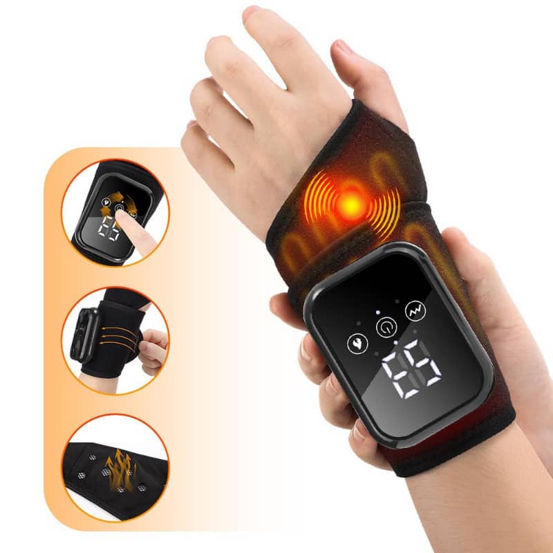 Handheld electronic device with digital display and heating element on a white background