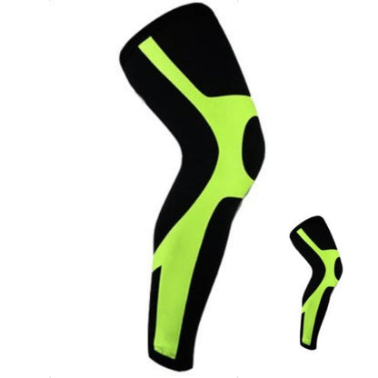 Black and green knee pad on a white background