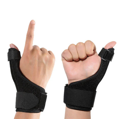Black wrist support brace on a white background