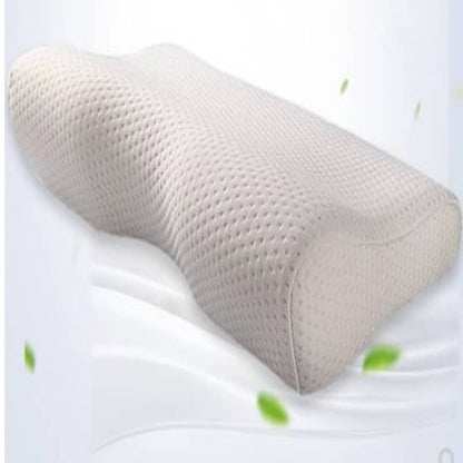 Beige pillow with textured surface on a white background