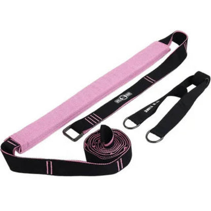 Pink and black adjustable fitness resistance bands with metal D-rings for strength training