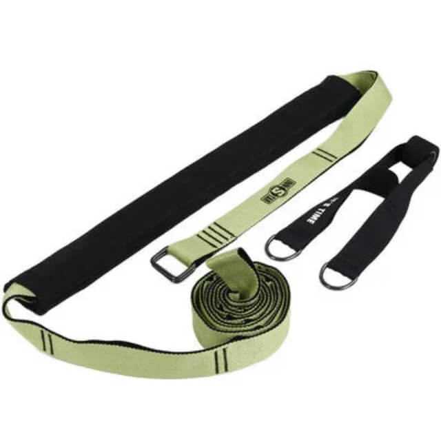 Adjustable resistance exercise straps with metal rings for home fitness training