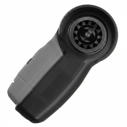 A black handheld rotary tool attachment with a circular cutting head, shown on a plain white background.