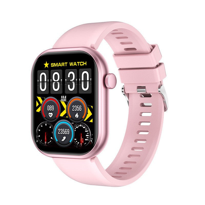Smartwatch with a pink band on a white background