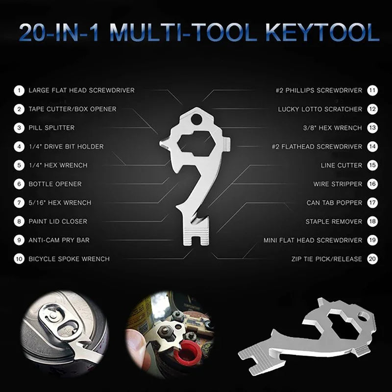 20-in-1 Stainless Steel Multi-Tool Keychain | EDC Pocket Screwdriver, Wrench, Opener & Camping Tool Set - Hi Fitness Gym Crop Tank Top Leggings Set - Hi Fitness