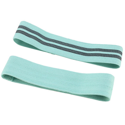 Two light blue resistance bands with black stripes on a white background