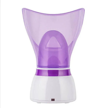 Purple and white facial steamer for skincare and wellness, isolated on white background