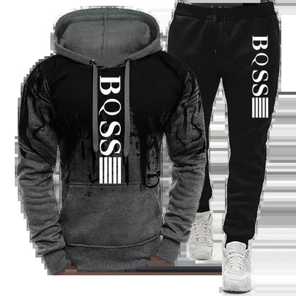 Men’s Sports Hoodie & Jogger Pants Set. Athletic Training Tracksuit - Hi Fitness Gym Crop Tank Top Leggings Set - Hi Fitness