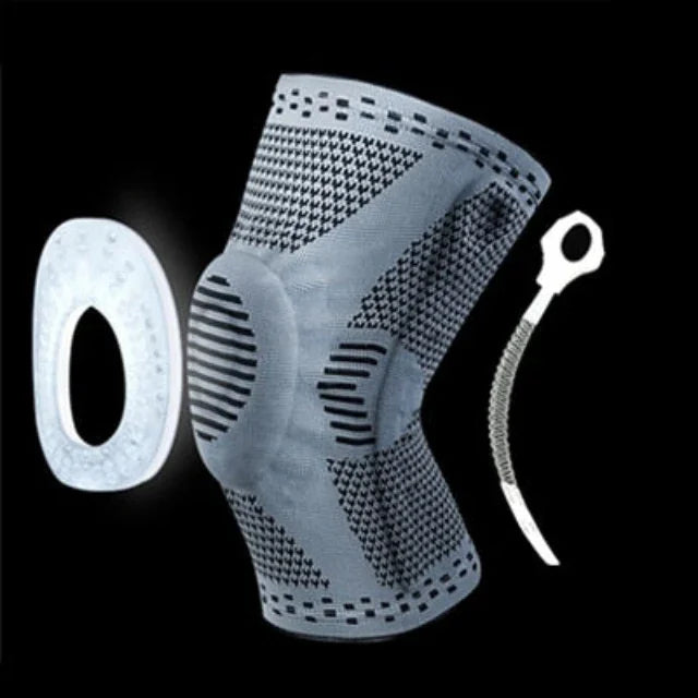 Compression knee brace with silicone pad and flexible support, fitness joint protection