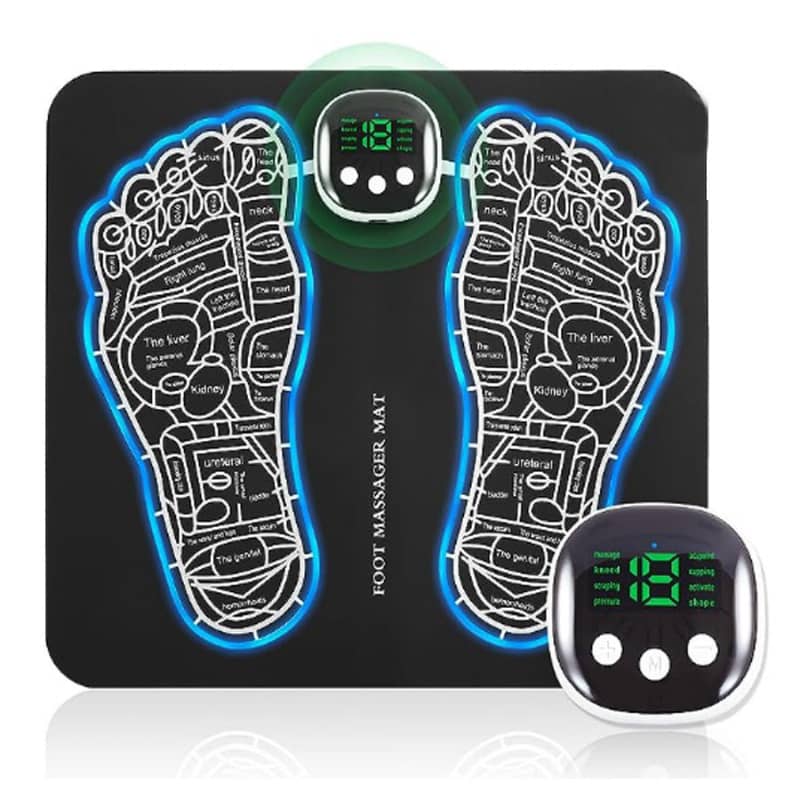 Foot massage mat with digital controller on a white background
