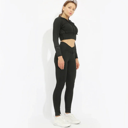 Women Running Leggings Fitness High Waist Tight Pants Sportswear - Hi Fitness Gym Crop Tank Top Leggings Set - Hi Fitness