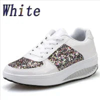 Sequin Women’s Sneakers. Fashion Sparkle Casual Shoes, Lightweight Comfortable Everyday Trainers - Hi Fitness Gym Crop Tank Top Leggings Set - Hi Fitness