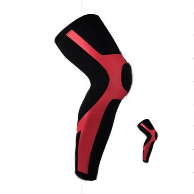 Black and red knee brace on a white background
