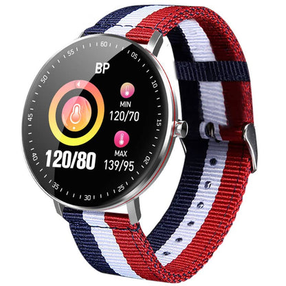Smartwatch with a colorful strap on a white background