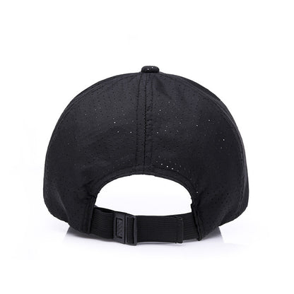 Black cap with a strap on a white background