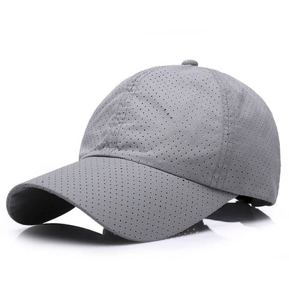Gray perforated sports cap for fitness and outdoor workouts, Hi Fitness equipment