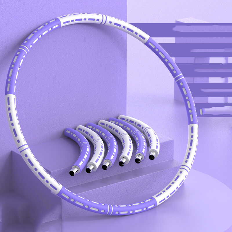 Purple and white hula hoop with smaller hoops on a purple background