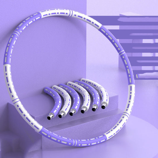 Purple and white hula hoop with smaller hoops on a purple background