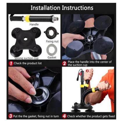 Installation instructions for a black suction cup device with components labeled.