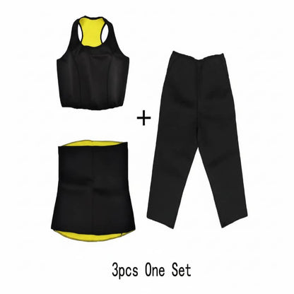 Black athletic outfit with yellow accents on a white background