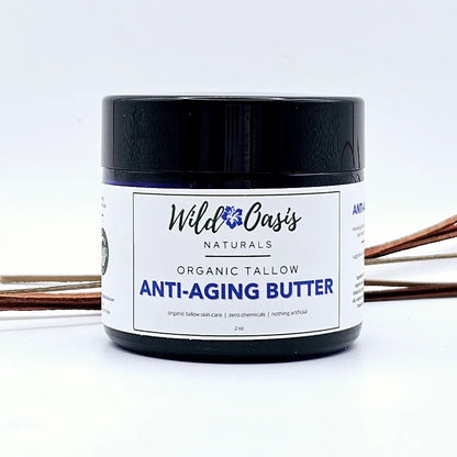 Jar of Wild Oasis Naturals Organic Tallow Anti-Aging Butter on a white background