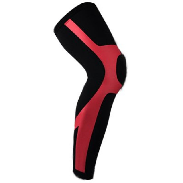 Black and red knee brace on a white background