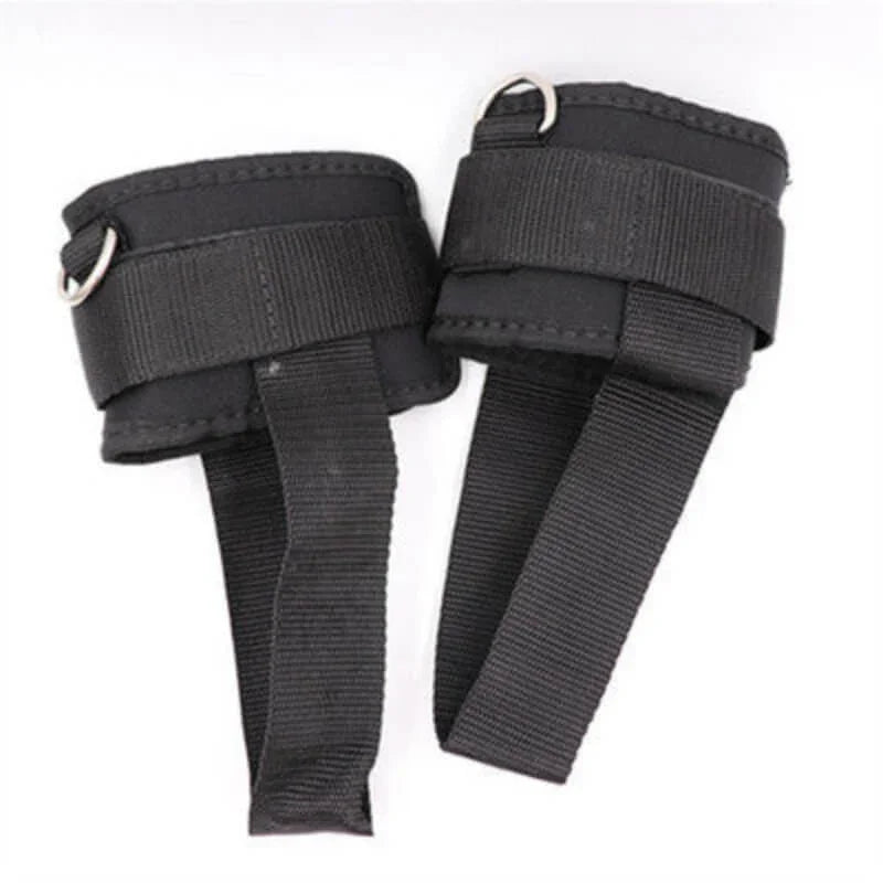 Pair of black wrist straps on a white background