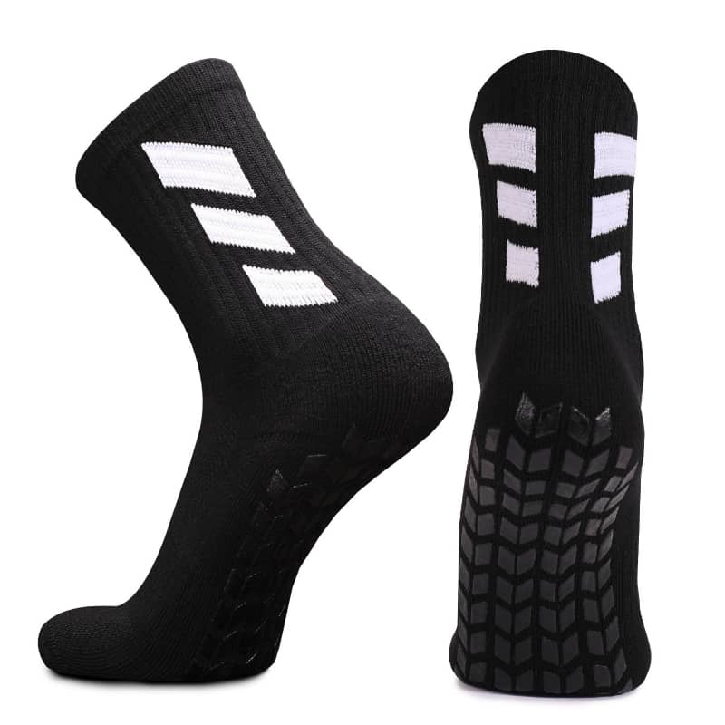 Black socks with white patterns on a white background