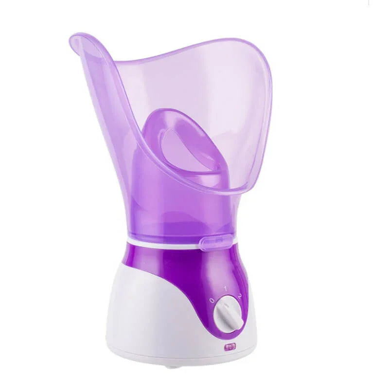 Purple facial steamer vaporizer with adjustable settings on a white background