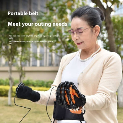 Woman using a portable dog training device in an outdoor setting