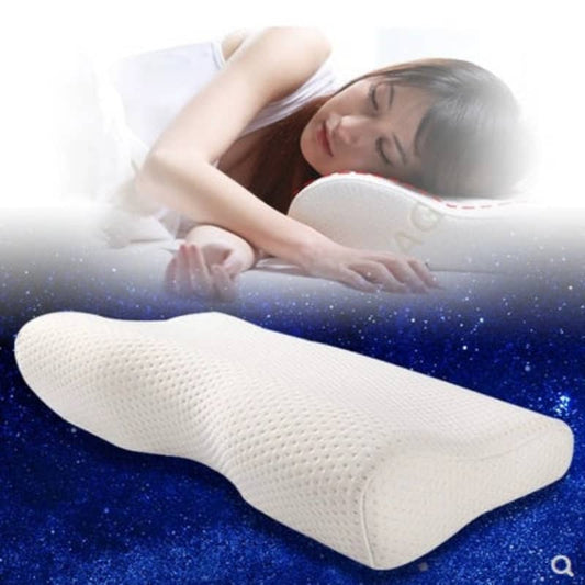 Woman lying on a white pillow with a blue starry background