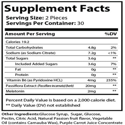 Supplement facts label with detailed nutritional information on a white background