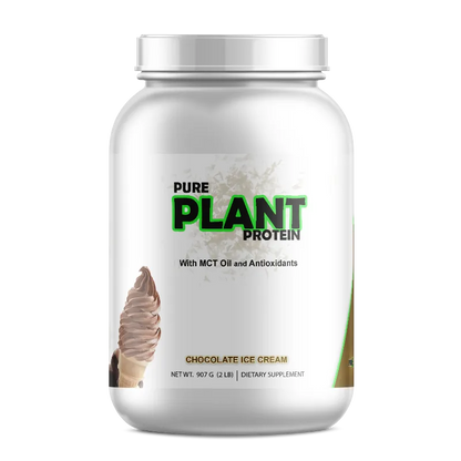 Pure Plant Protein Chocolate Ice Cream flavor 2 lb tub with MCT Oil and Antioxidants – vegan dietary supplement by Pure Plant Protein