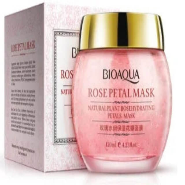 Bioaqua Rose Petal Mask jar and box, hydrating natural plant facial skincare product