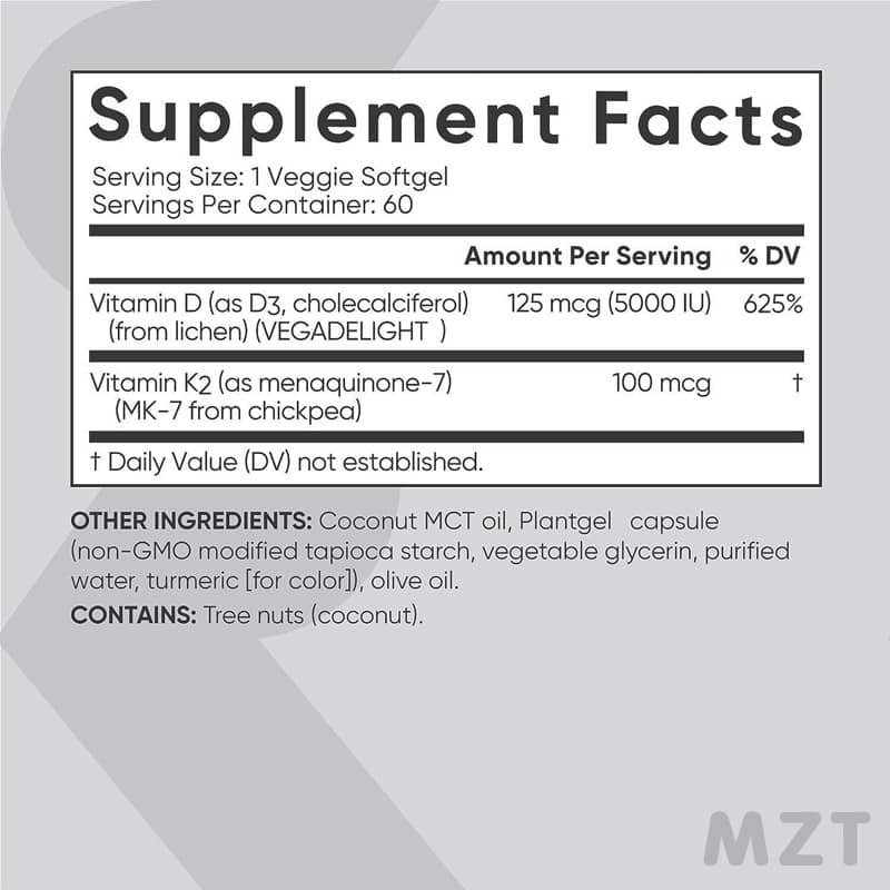 D3 + K2 Vitamin Softgels – Plant-Based