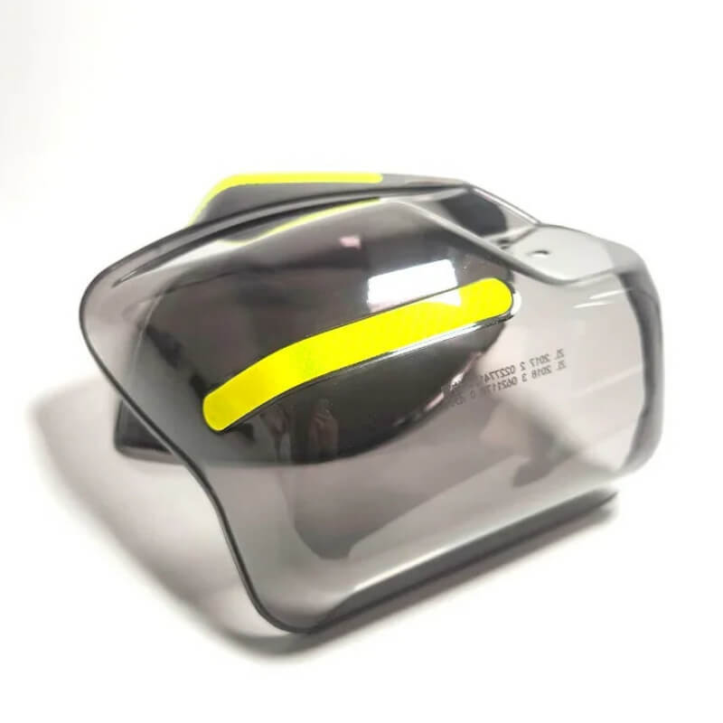Protective fitness goggle with smoke tint and yellow accent for workout safety