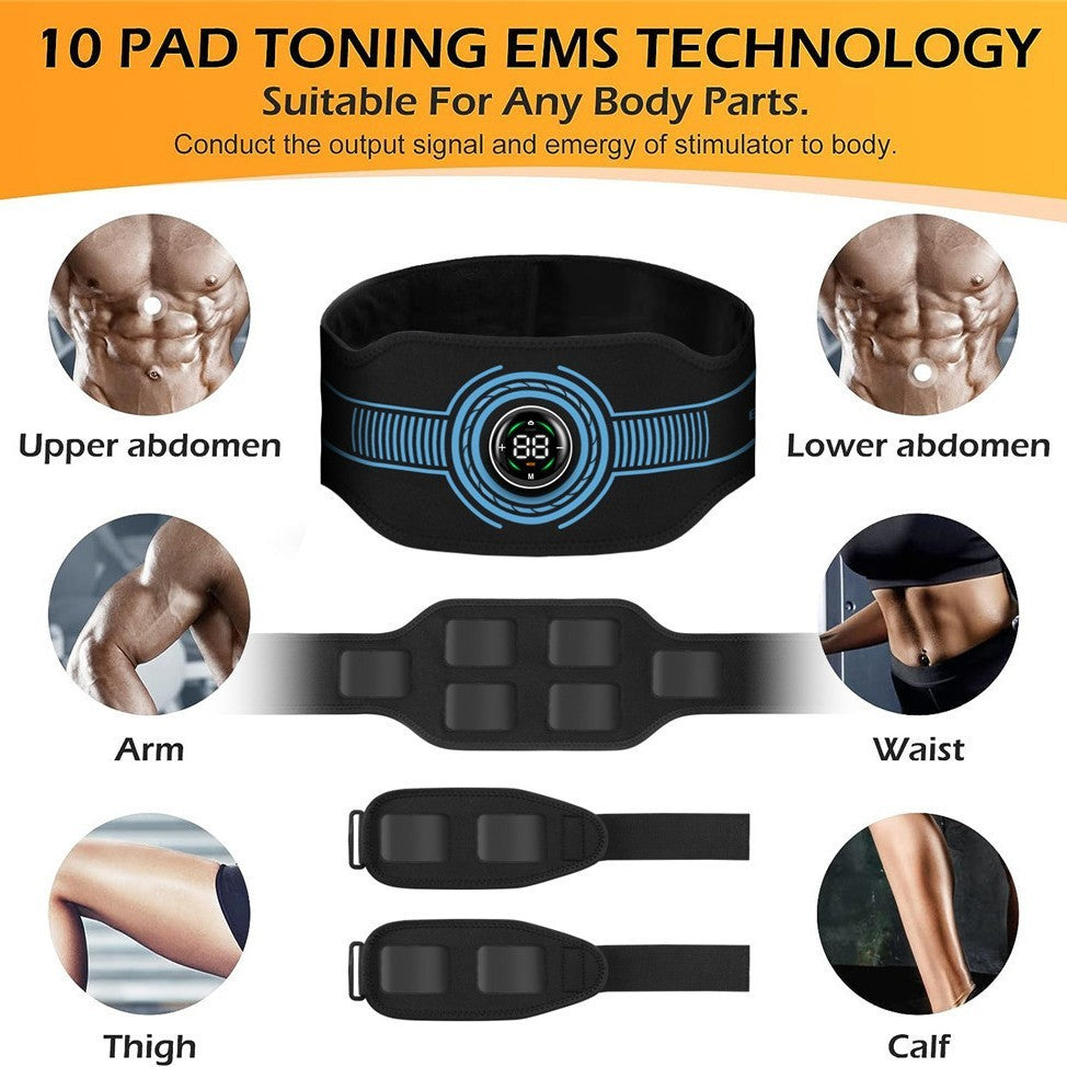Upgrade 10 Pieces Touch Screen EMS Abdominal Muscle Belt Massage - Hi Fitness Gym Crop Tank Top Leggings Set - Hi Fitness