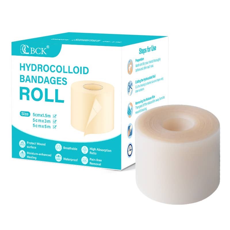 BCK hydrocolloid bandages roll packaging on a white background