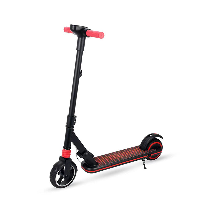 Black and red scooter on a white background