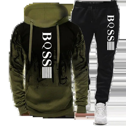 Men’s Sports Hoodie & Jogger Pants Set. Athletic Training Tracksuit - Hi Fitness Gym Crop Tank Top Leggings Set - Hi Fitness