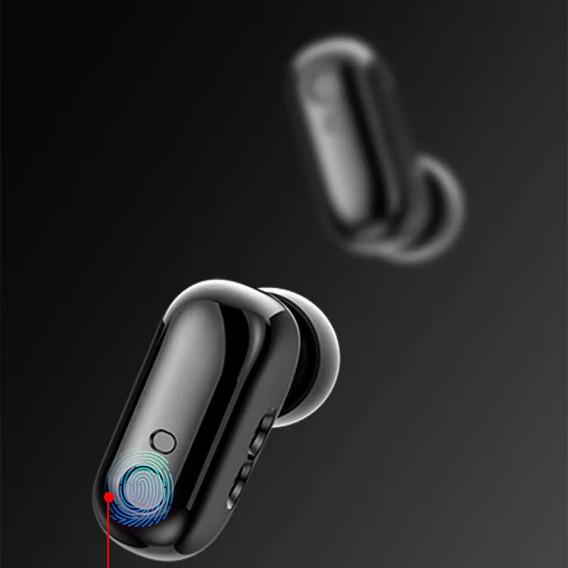 Wireless earbuds on a black background
