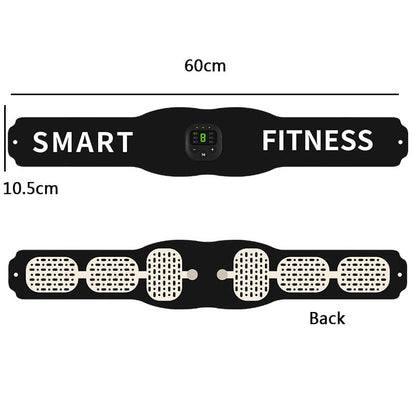 Smart fitness abdominal muscle stimulator belt with digital controller, black, 60x10.5cm